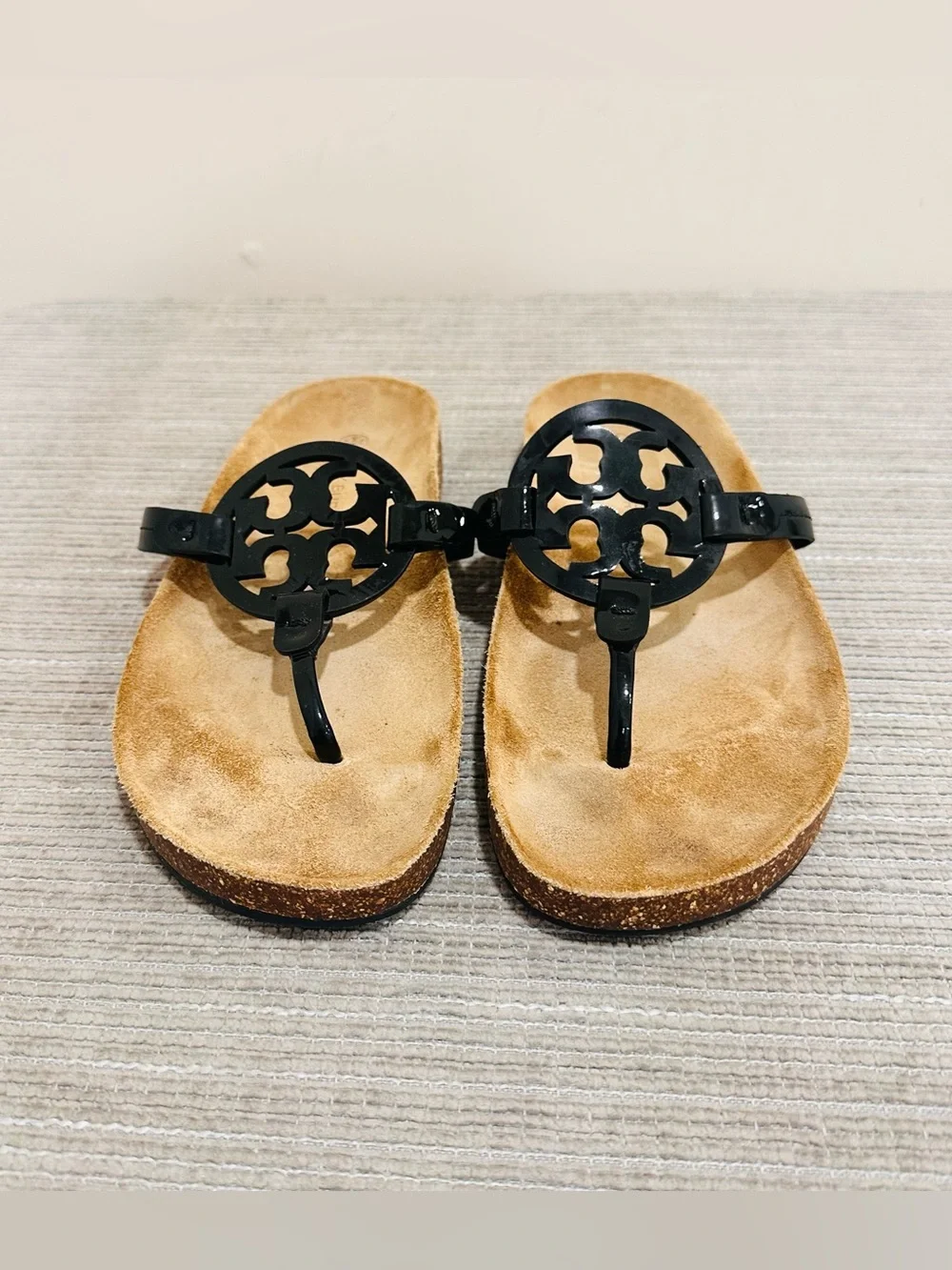 TORY BURCH Miller Cloud Sandals Perfect Black / Natural Size 10,5 M US